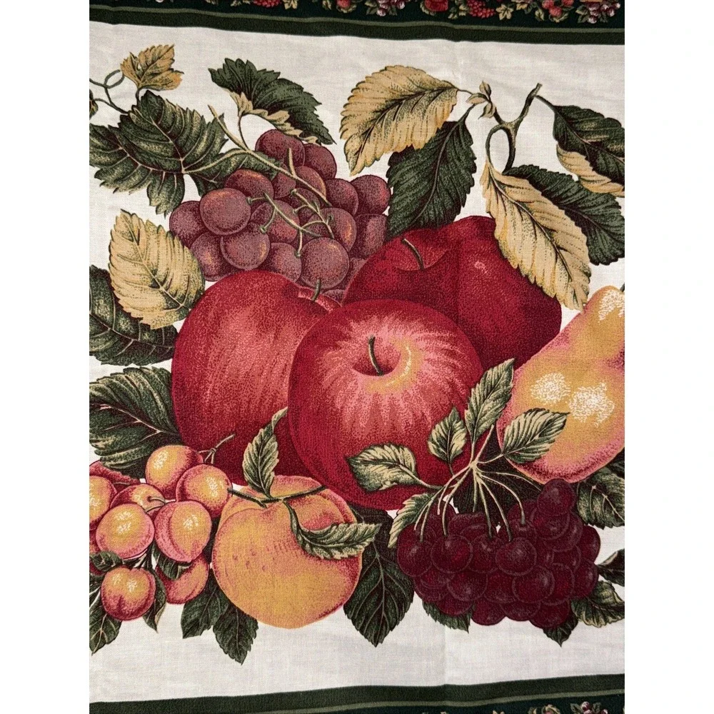 Vtg Springs Industries Fruit Panel Fabric Pillow Quilt Apples Grapes 35 X 46